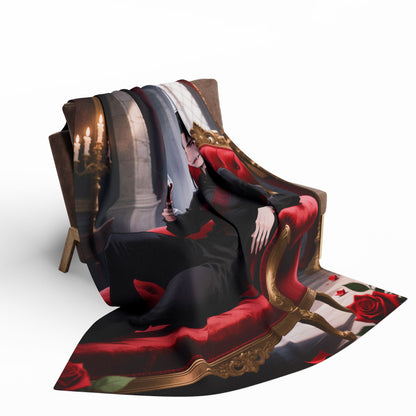 Dracula Velvet Chaise Fleece Blanket — Gothic Vampire Throw | Yaoi Monsters