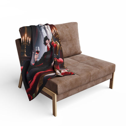 Dracula Velvet Chaise Fleece Blanket — Gothic Vampire Throw | Yaoi Monsters