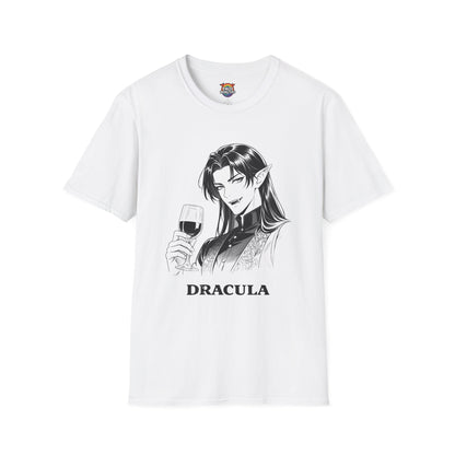 Dracula Elegant Bite Line Art Shirt— Gothic Vampire Anime Tee | Yaoi Monsters