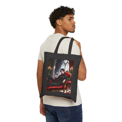 Dracula Velvet Chaise Black Canvas Tote Bag — Gothic Vampire Shopper | Yaoi Monsters