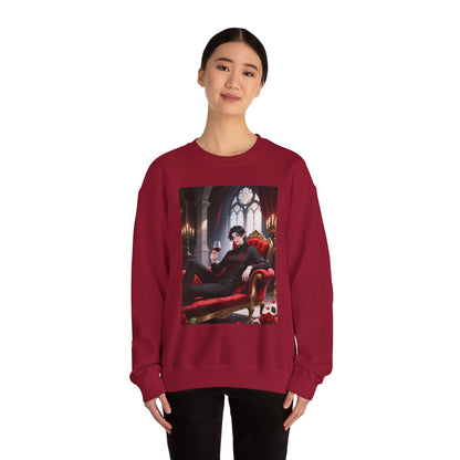 Dracula Velvet Chaise Crewneck Sweatshirt — Gothic Vampire Anime Pullover | Yaoi Monsters