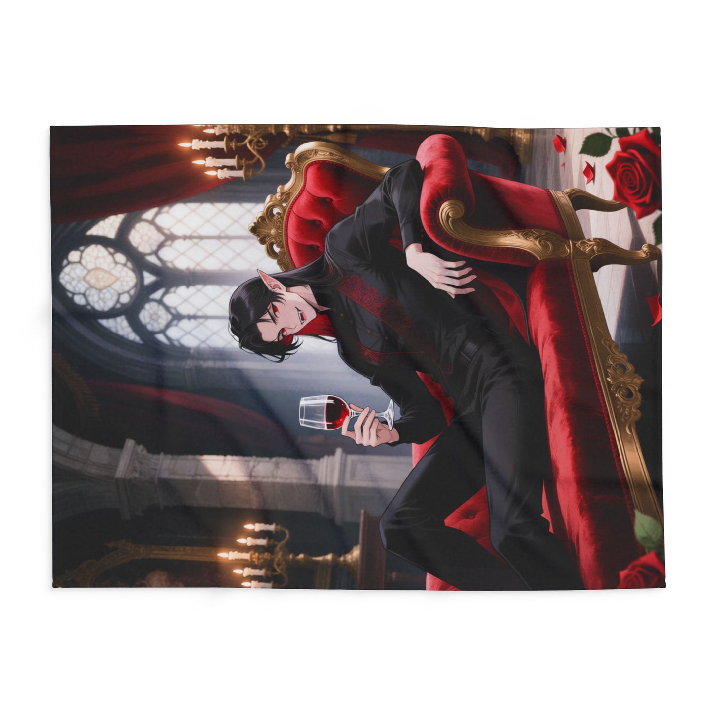 Dracula Velvet Chaise Fleece Blanket — Gothic Vampire Throw | Yaoi Monsters