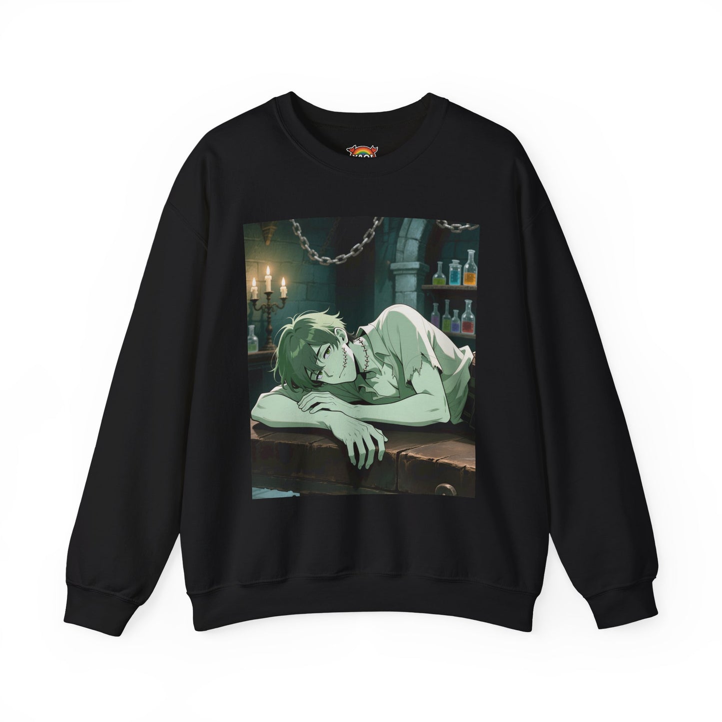 Adam Frankenstein Crewneck Sweatshirt — Heavy Blend Anime Pullover (Customizable) | Yaoi Monsters