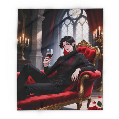 Dracula Velvet Chaise Fleece Blanket — Gothic Vampire Throw | Yaoi Monsters