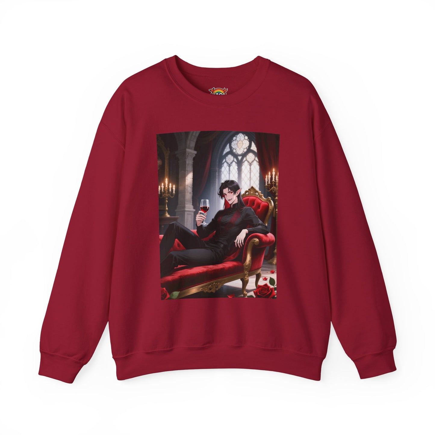 Dracula Velvet Chaise Crewneck Sweatshirt — Gothic Vampire Anime Pullover | Yaoi Monsters