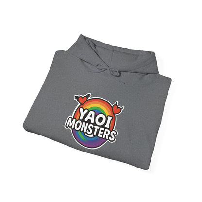 Yaoi Monsters Rainbow Logo Hoodie | Unisex Heavy Blend Pullover | LGBTQ+ Pride BL Anime Sweatshirt